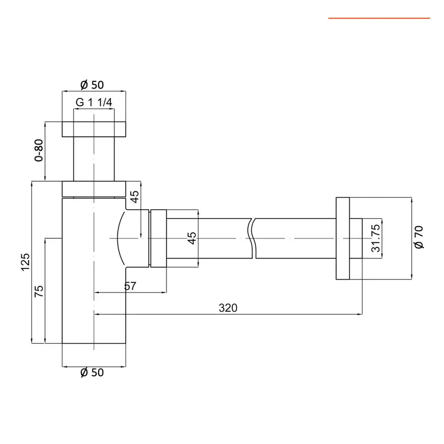 Siphon de vidange rond universel en laiton chromé