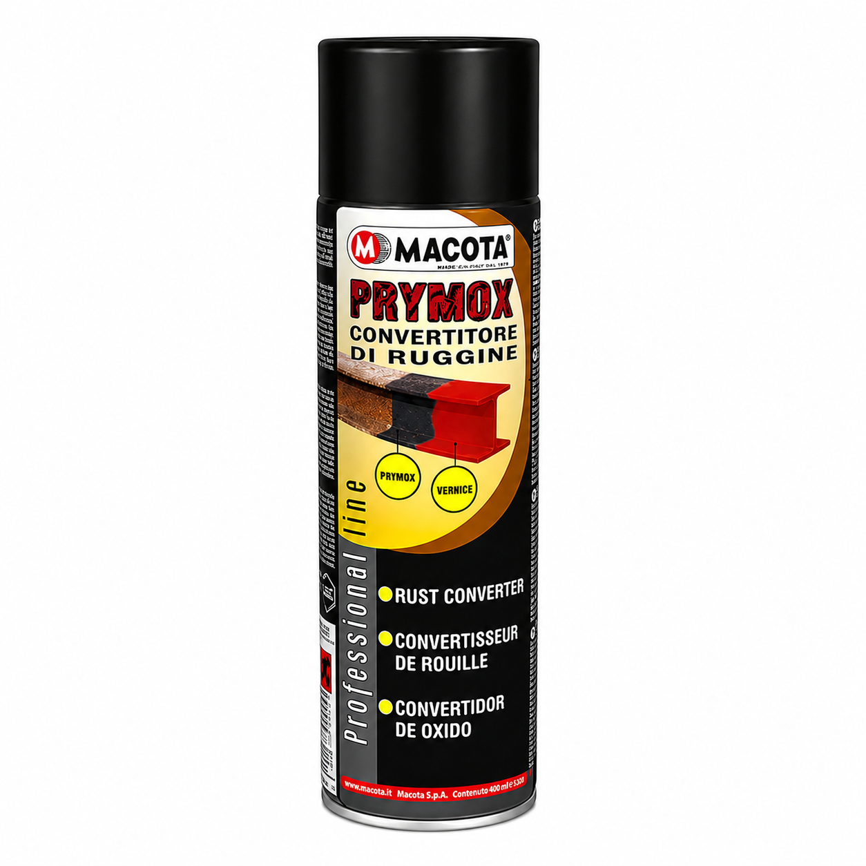 Prymox Convertitore di Ruggine Spray 500 ml – Antiruggine Professionale Verniciabile per Metallo e Ferro