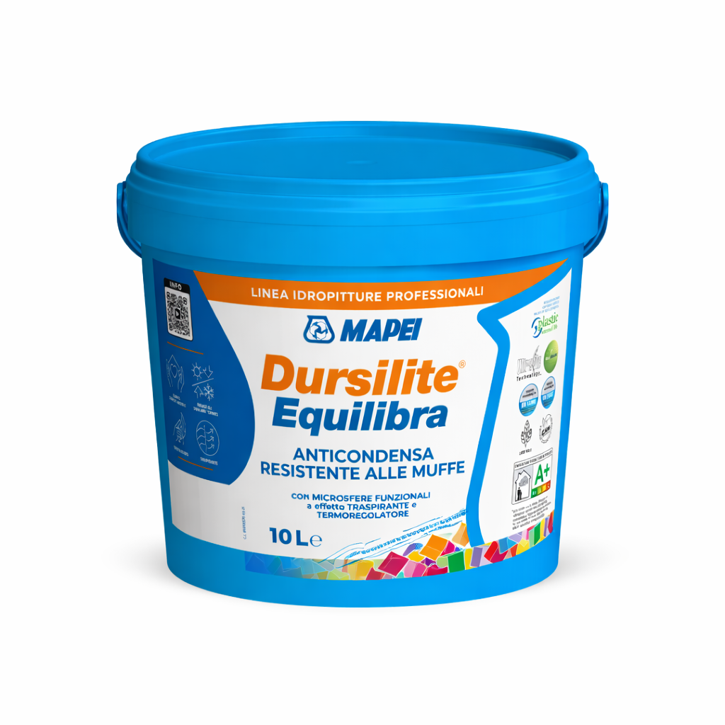MAPEI Idropittura Anticondensa Dursilite Equilibra – Pittura Antimuffa Traspirante per Interni