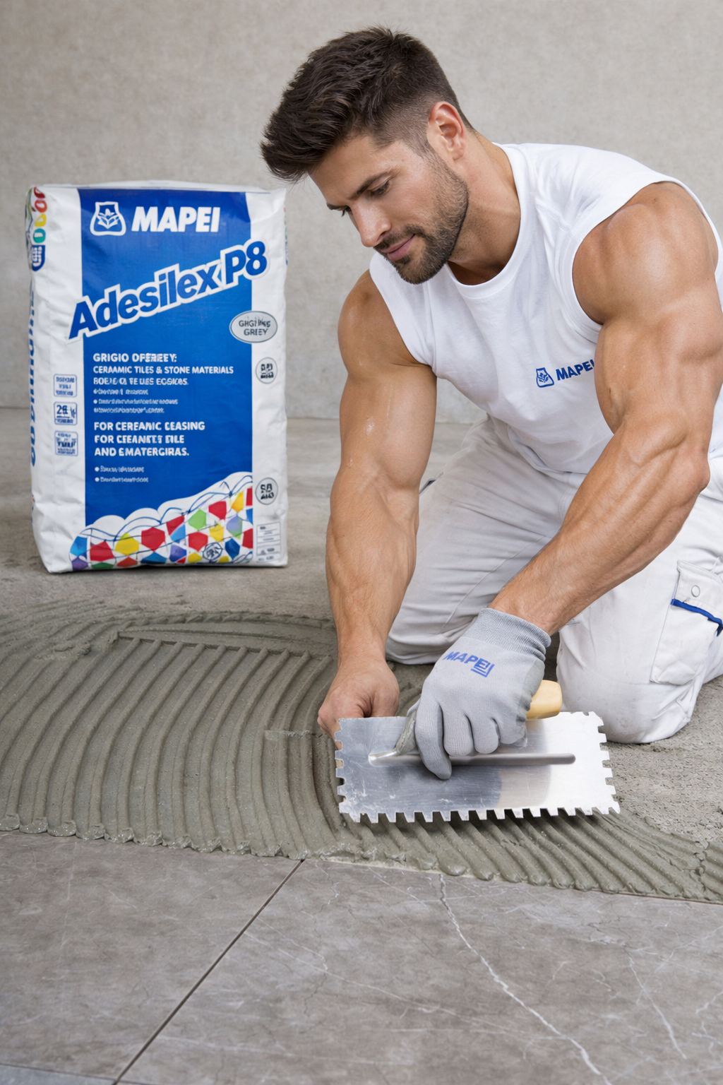 Mapei Adesilex P8 Bianco – Adesivo Cementizio per Piastrelle Ceramiche e LapideiMAPEI Adesilex P8 Adesivo Cementizio C2TE per Piastrelle e Gres Porcellanato – Colla Professionale Interno Esterno