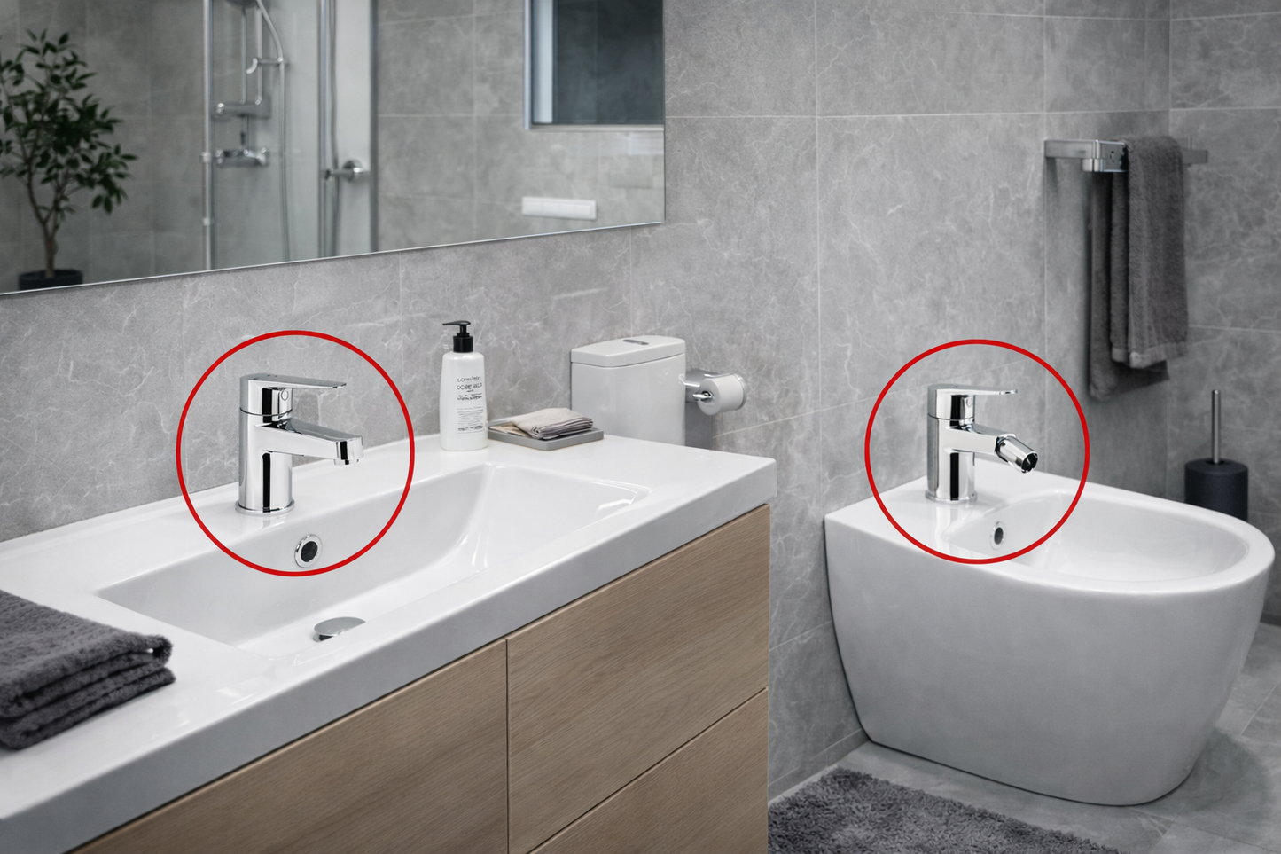 Série NOBILI Blues – Mitigeur lavabo et bidet monocommande en chrome poli