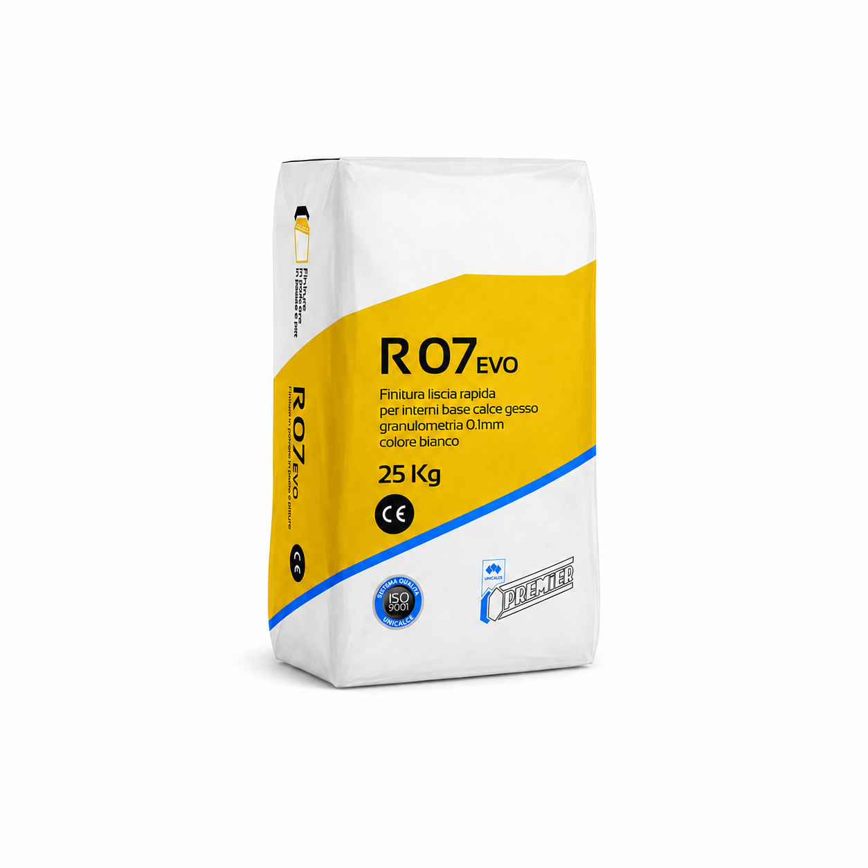 Premier R07 Evo Finitura Liscia Rapida 25 kg – Rasante Fino a Base Calce e Gesso per Interni – Colore Bianco