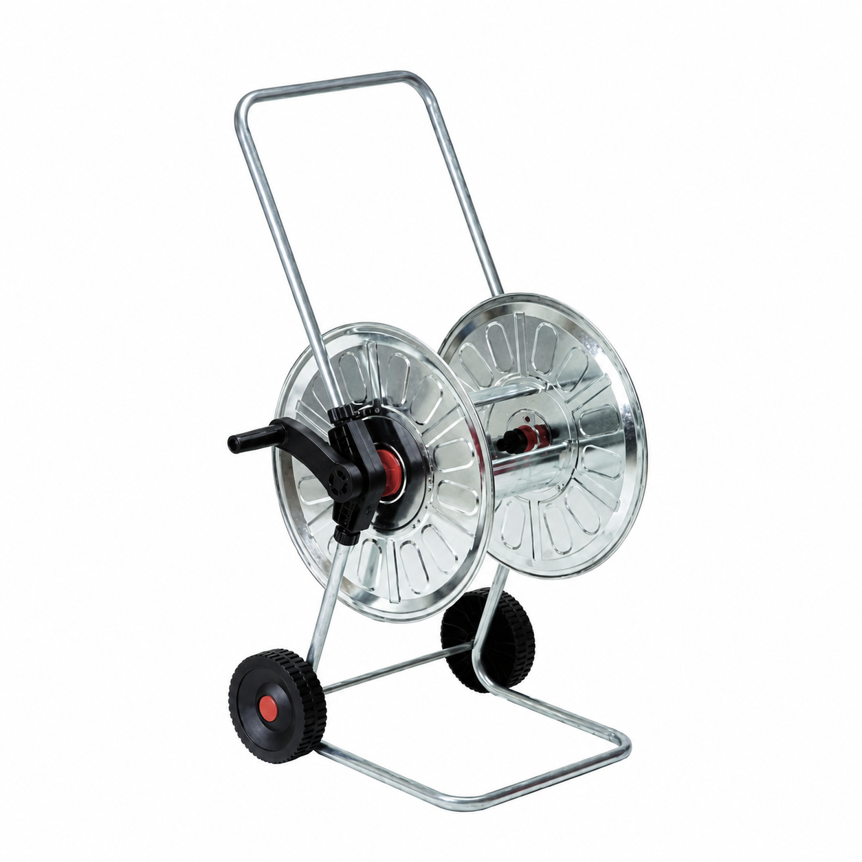Avvolgitubo Carrellato in Acciaio Zincato con Ruote – Portata 50 o 80 mt per Tubo da 1/2” – Avvolgitubo Manuale