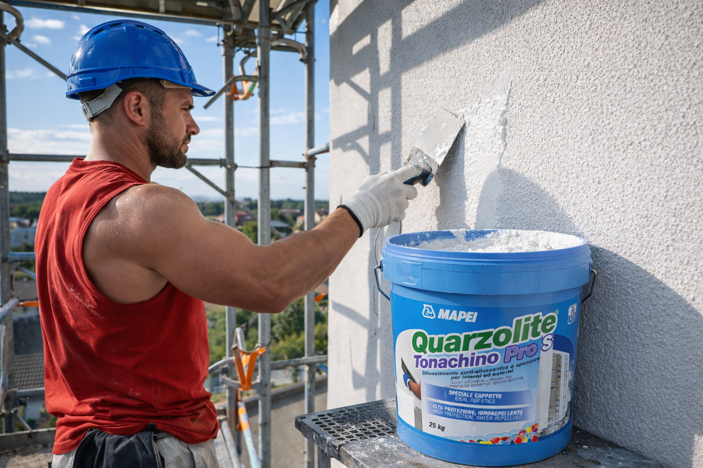 MAPEI Quarzolite Tonachino Pro S 25 kg – Rivestimento acril-silossanico a spessore per esterni e cappotti