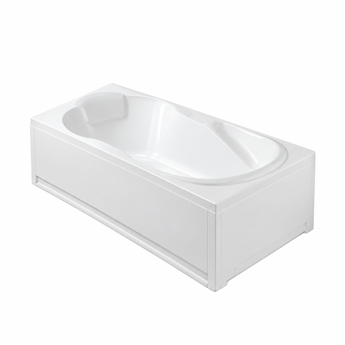 GLASS - Serie LIS - Vasca da Bagno Rettangolare in Acrilico 160x70 cm con Pannelli e Colonna di Scarico