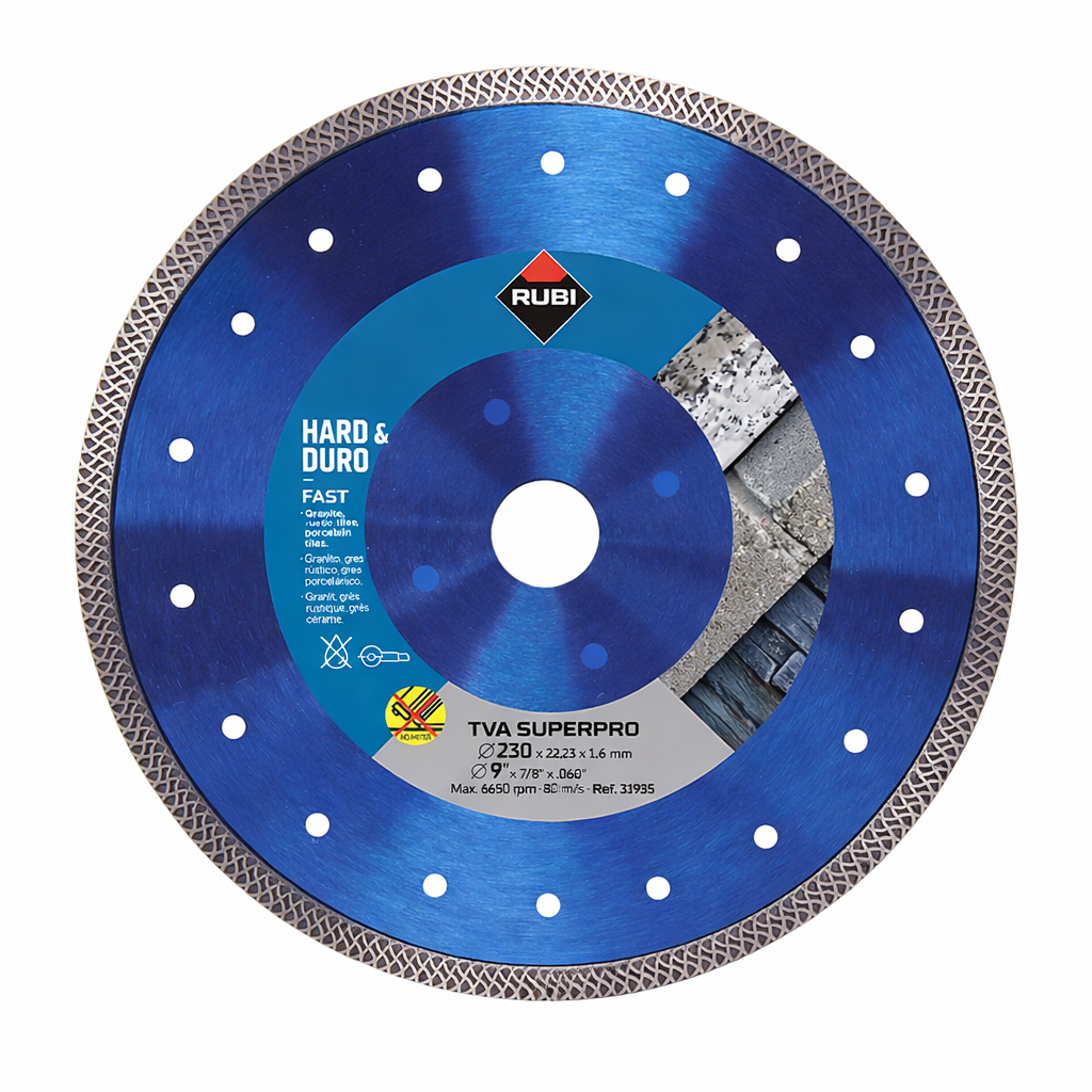 Lame diamantée TURBO RUBI TVA SUPERPRO Ø 115 / Ø 230 pour grès cérame, granit et céramique
