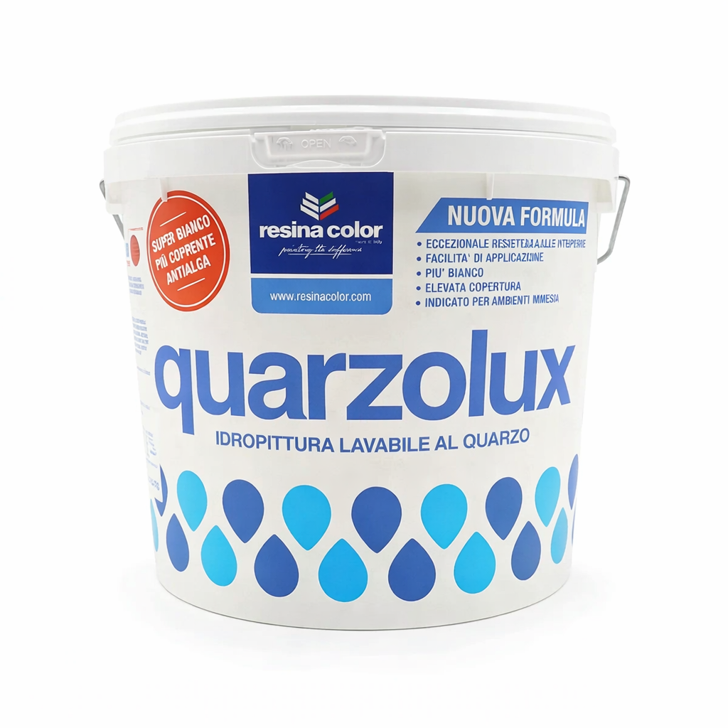QUARZOLUX Pittura al Quarzo per Esterni e Interni – Idropittura Traspirante Lavabile 4 L / 14 L