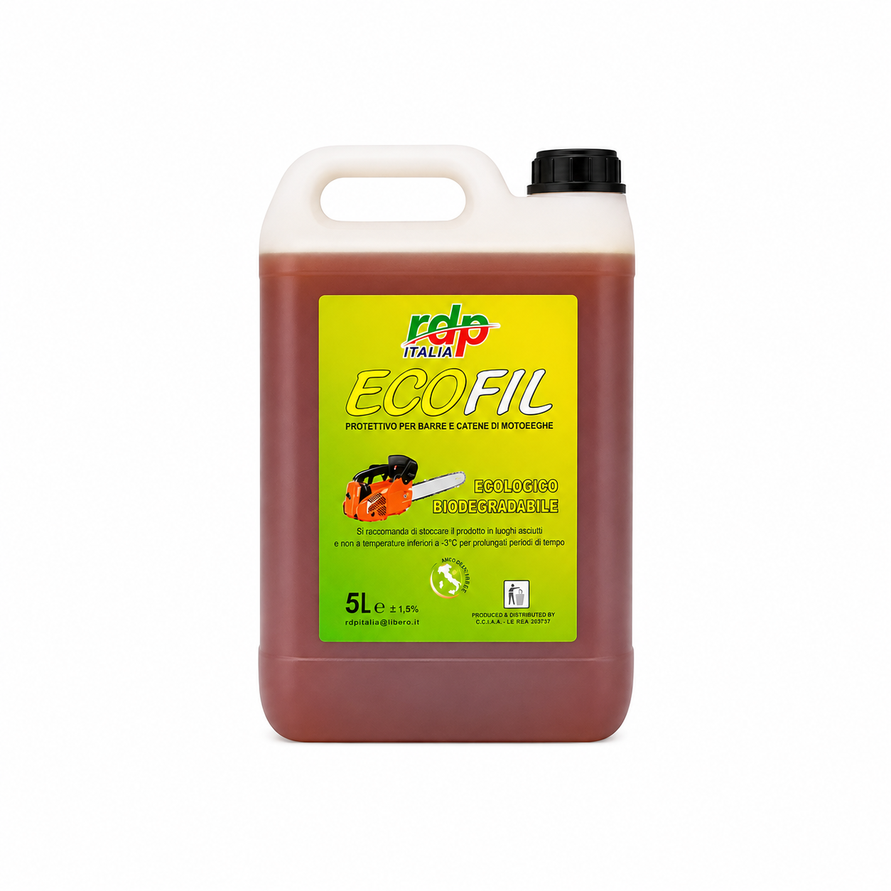 Olio Lubrificante per Catena Motosega RDP Ecofil 5 Litri – Protettivo Biodegradabile per Barre e Catene – Ecologico Made in Italy