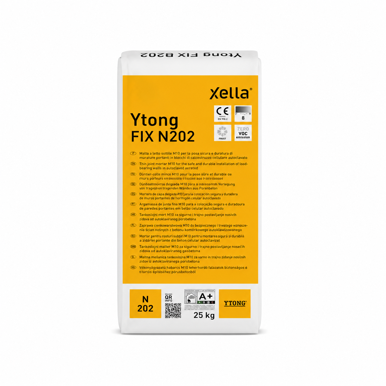 Ytong FIX N202 - Malta Collante Bianca M10 per Blocchi – Posa a Giunto Sottile per Calcestruzzo Aerato Autoclavato – Sacco 25 kg