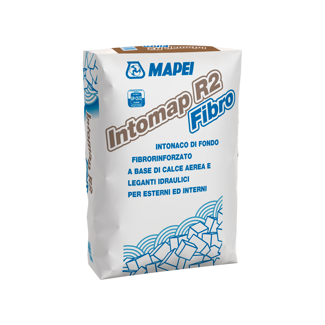 MAPEI Intomap R2 Fibro – Intonaco di Fondo Fibrorinforzato Calce-Cemento per Interni ed Esterni