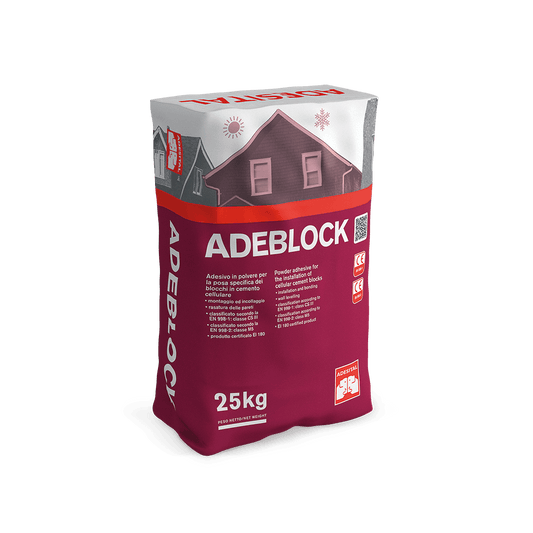 Adesital ADEBLOCK Colla per Blocchi in Cemento Cellulare | Ideale per Siporex e Ytong | REI 180 | 25 kg
