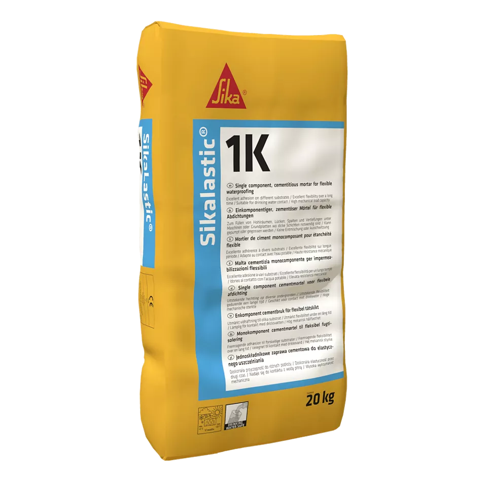 Sikalastic®-1K 20 Kg – Malta Impermeabilizzante Cementizia Fibrorinforzata – Guaina Cementizia Elastica per Balconi, Terrazzi, Bagni e Piscine