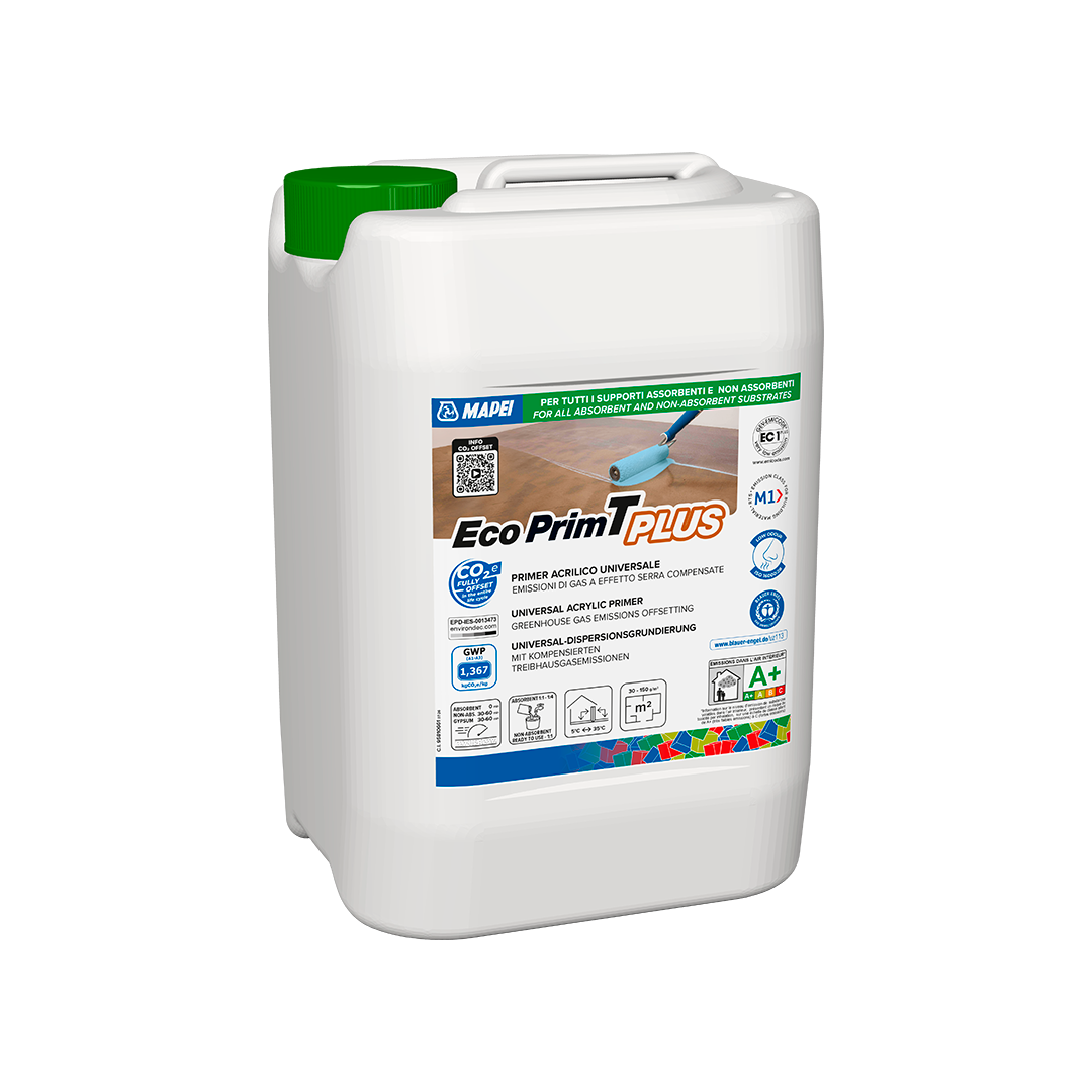 Mapei Eco Prim T Plus 20 kg – Primer Acrilico Universale per Supporti Assorbenti e Non Assorbenti – Promotore di Adesione