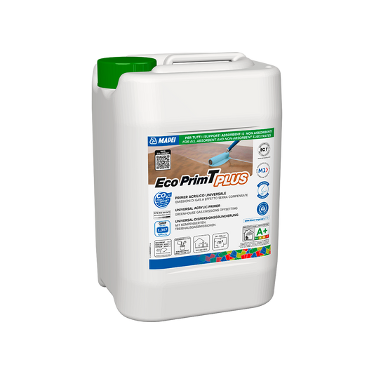 Mapei Eco Prim T Plus 20 kg – Primer Acrilico Universale per Supporti Assorbenti e Non Assorbenti – Promotore di Adesione