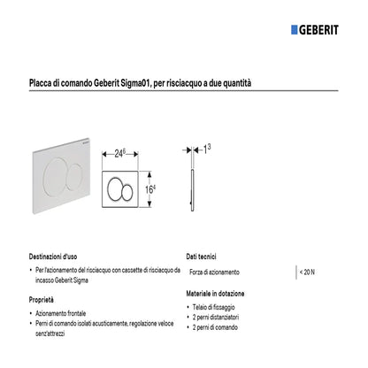 GEBERIT - Placca di comando cromata per cassette di scarico Geberit Sigma 8 - Sigma01 Round