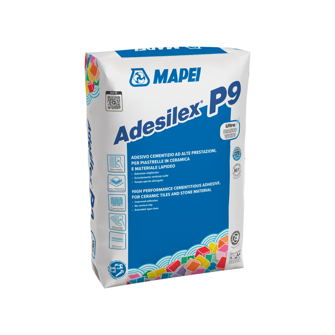MAPEI Adesilex P9 Adesivo Cementizio C2TE per Gres Porcellanato e Piastrelle – Colla Professionale Interno Esterno
