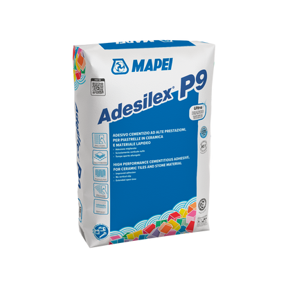 MAPEI Adesilex P9 Adesivo Cementizio C2TE per Gres Porcellanato e Piastrelle – Colla Professionale Interno Esterno