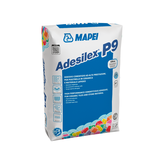 MAPEI Adesilex P9 Adesivo Cementizio C2TE per Gres Porcellanato e Piastrelle – Colla Professionale Interno Esterno