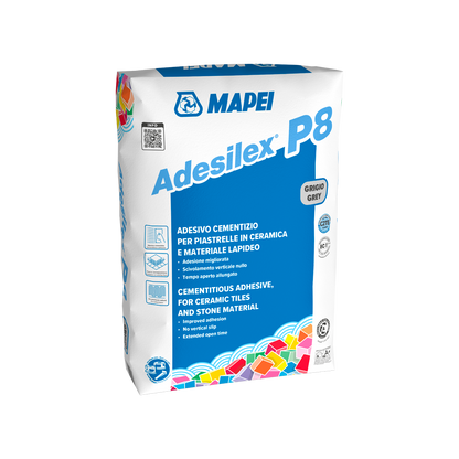 Mapei Adesilex P8 Bianco – Adesivo Cementizio per Piastrelle Ceramiche e LapideiMAPEI Adesilex P8 Adesivo Cementizio C2TE per Piastrelle e Gres Porcellanato – Colla Professionale Interno Esterno