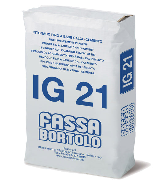 IG 21 Fassa Bortolo Bianco – Intonaco di Finitura Calce-Cemento per Interni ed Esterni 25 kg