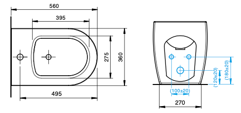 Bidet a Pavimento Filo Parete 56x36 cm – Serie Darika - Ceramica Bianca con Foro Rubinetteria