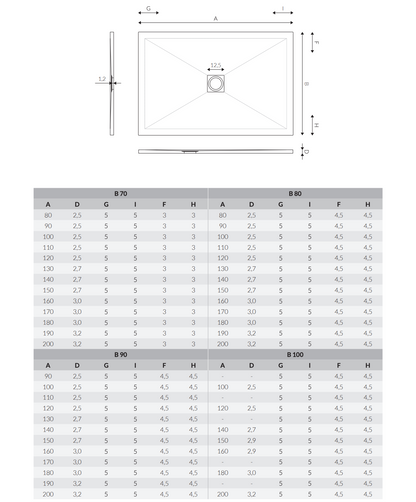 Piatto doccia 90x200 cm in marmoresina bianco effetto cemento - Kali