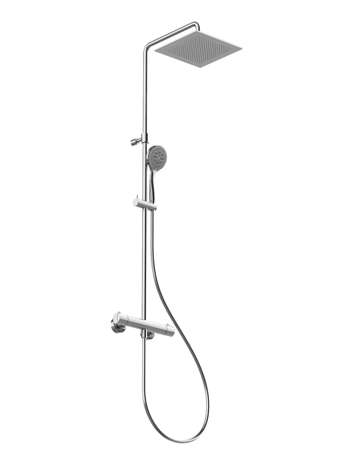 FRATTINI Colonna Doccia Meccanica Cromata con Soffione Quadrato 25x25 cm in Acciaio Inox e Doccetta