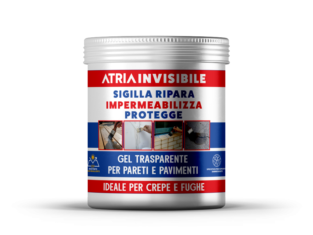 ATRIA Invisibile Impermeabilizzante Trasparente Elastomerico per Terrazze, Balconi e Pareti 0,750 Lt / 2,5 Lt