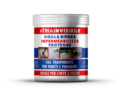 ATRIA Invisibile Impermeabilizzante Trasparente Elastomerico per Terrazze, Balconi e Pareti 0,750 Lt / 2,5 Lt