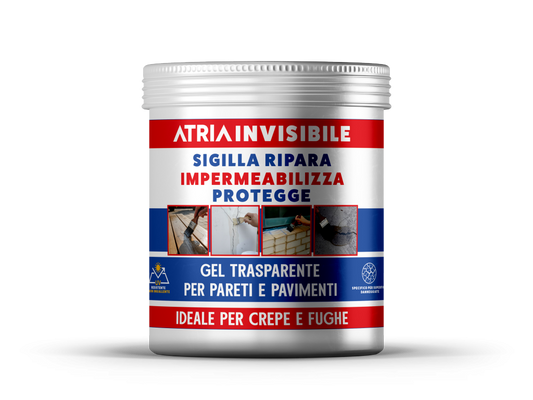 ATRIA Invisibile Impermeabilizzante Trasparente Elastomerico per Terrazze, Balconi e Pareti 0,750 Lt / 2,5 Lt