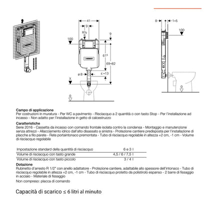 GEBERIT - Cassetta di risciacquo a incasso per wc Serie Sigma 8