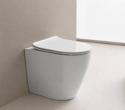 SCARABEO Set Sanitari MOON WC Rimless + Bidet a Terra Filo Parete con Coprivaso Incluso