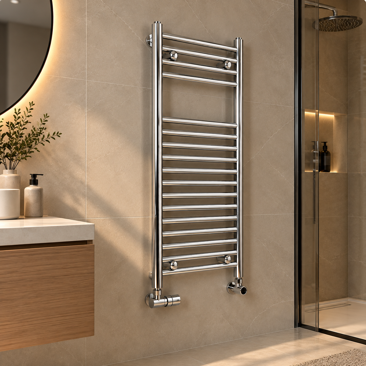 Zehnder - Termoarredo Scaldasalviette 775x400 Cromato Interasse 350 | Aura