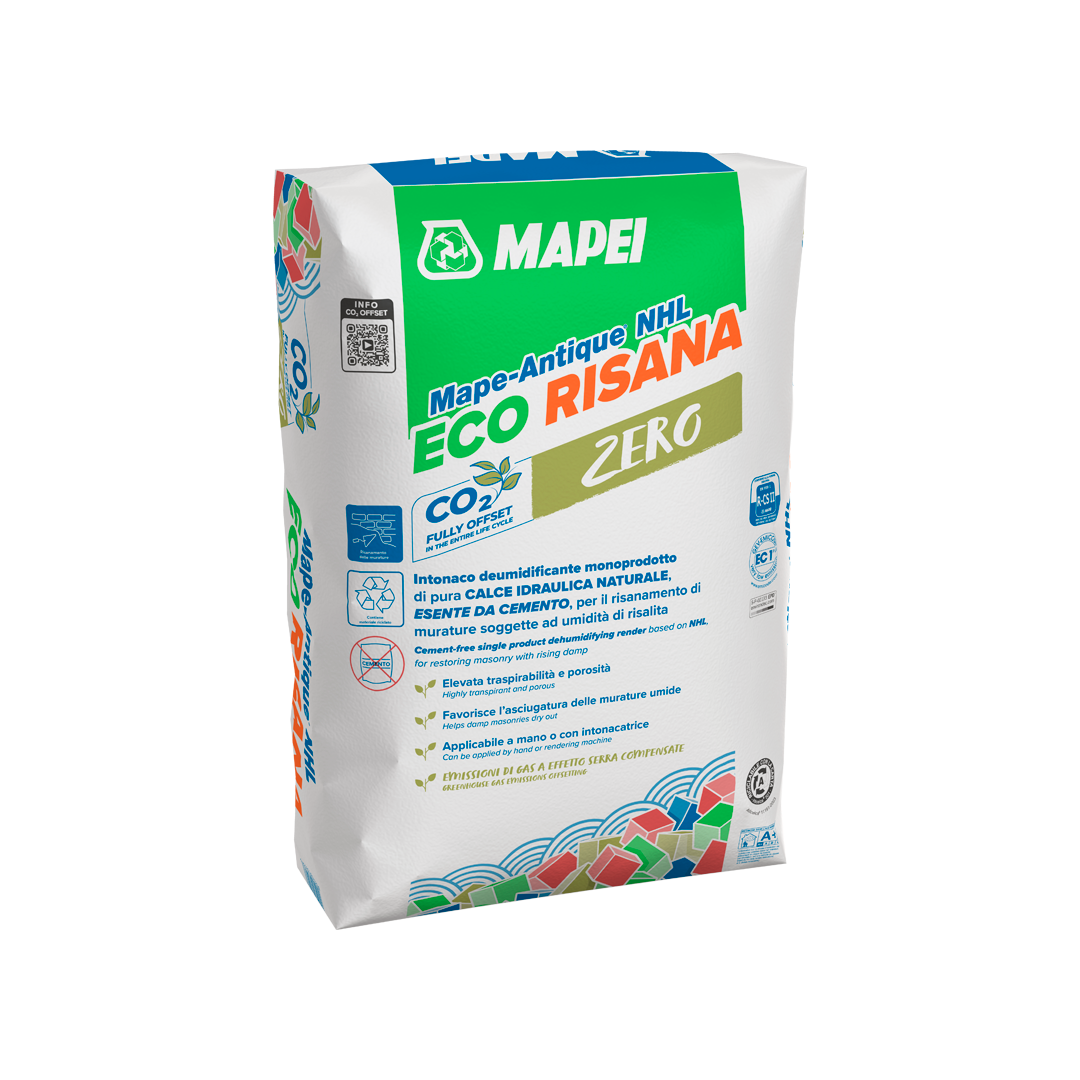MAPEI Mape-Antique NHL Eco Risana – Intonaco Deumidificante a Base di Calce Naturale per Murature Umide