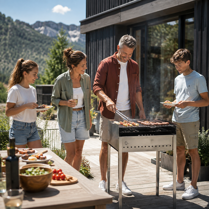 Barbecue a Carbone Stromboli 60x40 cm in Acciaio Inox – Smontabile – Griglia Cromata con Manici Richiudibili – Made in Italy