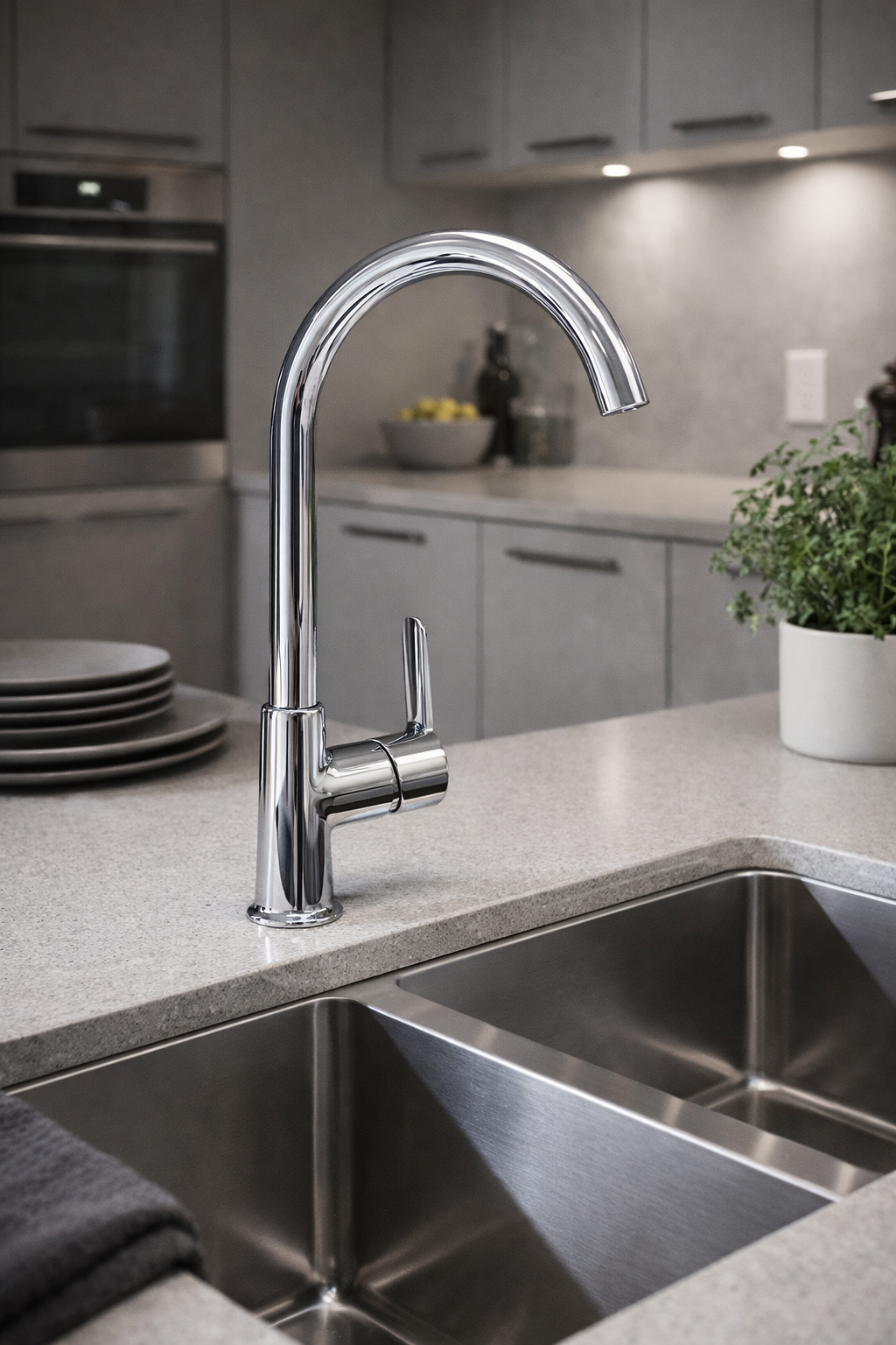 Miscelatore Lavello Cucina Monocomando con Canna Girevole Cromato – Serie Amalfi