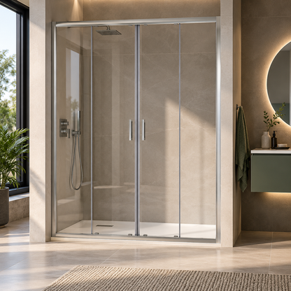 Porta Doccia 170 cm 2 Ante Scorrevoli Vetro 6 mm Trasparente | Loop Evo