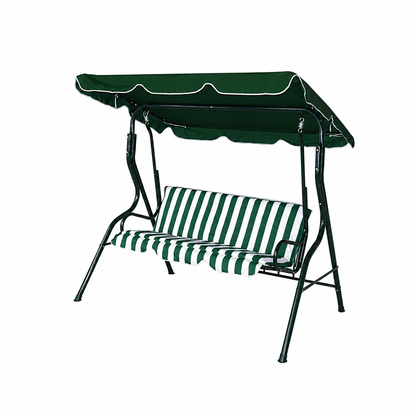 Dondolo da Giardino 3 Posti Verde e Bianco – Struttura in Acciaio con Tettuccio – 170x115x152 cm