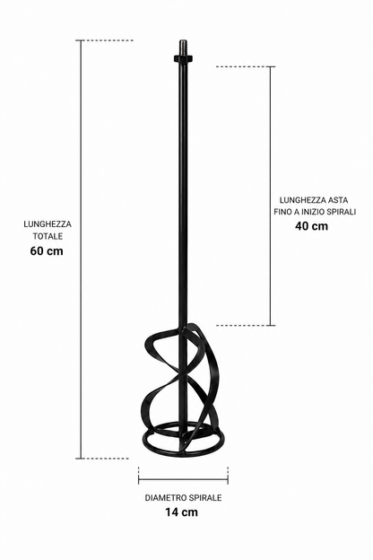 RURMEC - Mescolatore Tripla Spirale 140 mm Professionale – Frusta per Miscelatore con Attacco Filettato M14 per Malta, Cemento e Resine (40 kg)