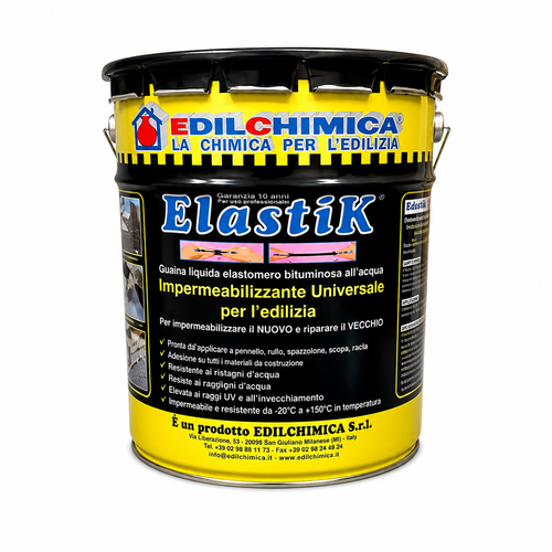 ELASTIK Guaina Liquida Bituminosa Elastomerica all’Acqua – Impermeabilizzante per Terrazzi e Tetti – 5, 10, 20 kg