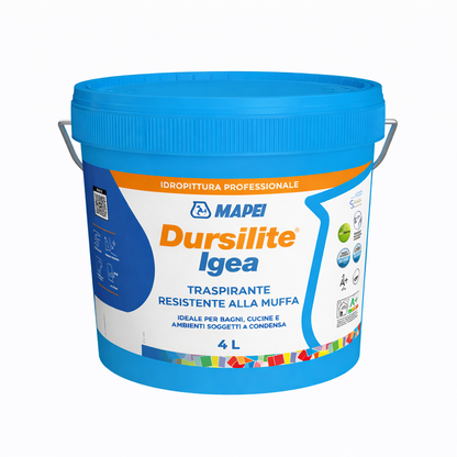 MAPEI Dursilite Igea – Idropittura Antimuffa Traspirante per Interni | 4 L e 14 L