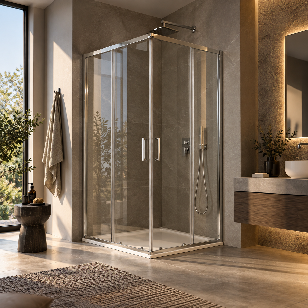 Box doccia angolare 120x80 cm due ante scorrevoli vetro 6mm trasparente h190 | Kleis