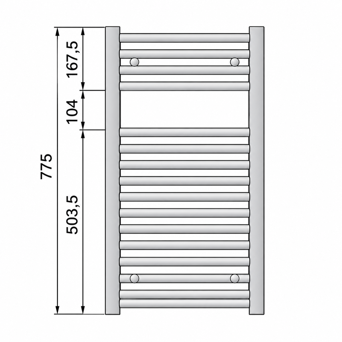 Zehnder - Termoarredo Scaldasalviette 775x400 Cromato Interasse 350 | Aura
