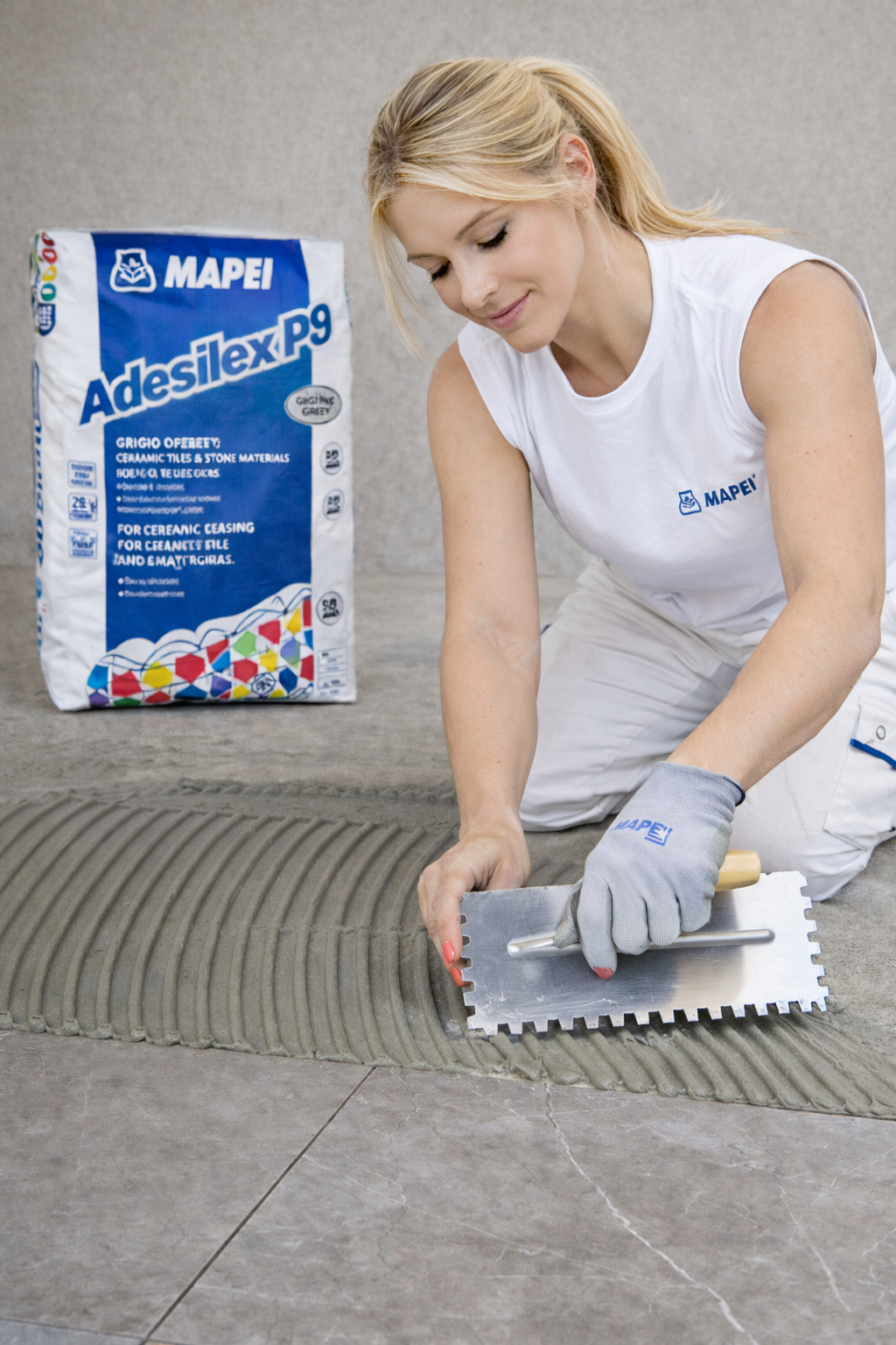 MAPEI Adesilex P9 Adesivo Cementizio C2TE per Gres Porcellanato e Piastrelle – Colla Professionale Interno Esterno