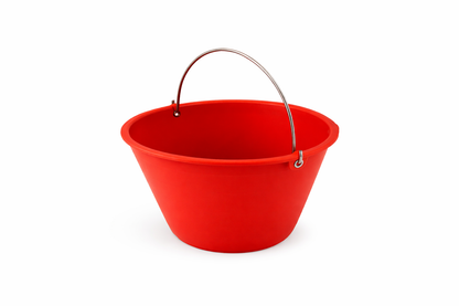 Caldarella Muratore 12 Litri in Plastica Rossa con Manico in Metallo – Ø 34 cm