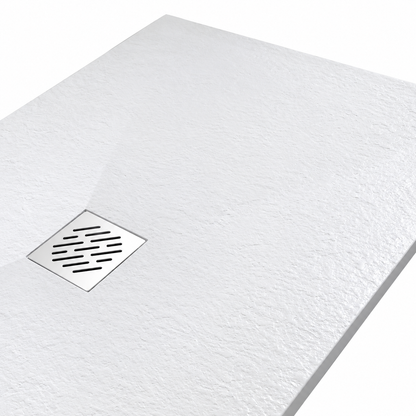 Piatto doccia 90x200 cm in marmoresina bianco effetto cemento - Kali