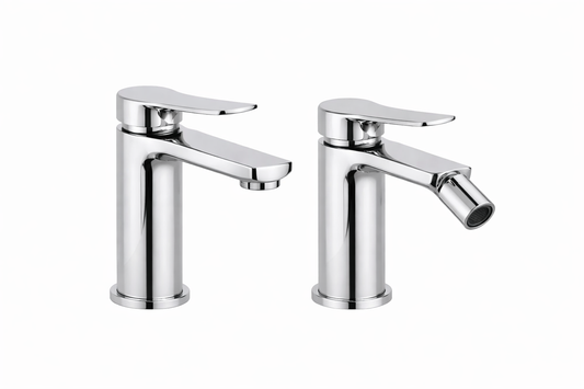 Set Miscelatori Lavabo e Bidet Cromati con Piletta Click Clack – Serie LM