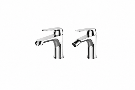 Set Miscelatori Lavabo + Bidet Cromati con Piletta Click Clack 1”1/4 - Serie DREAM