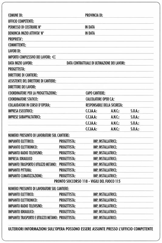 Cartello Segnaletico Cantiere 80x60