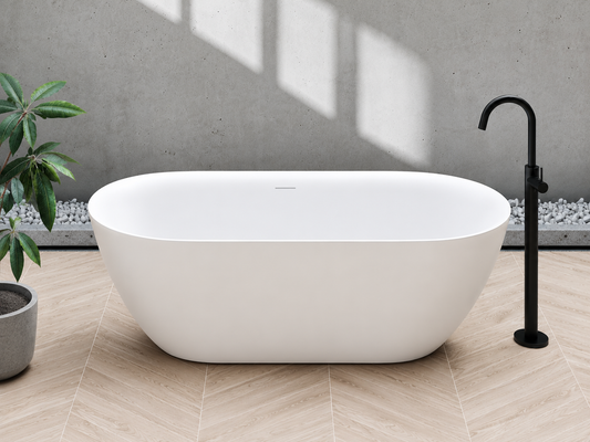 Vasca Freestanding Ovale in Acrilico 170x78 cm – Bianca Lucida – Con Troppo Pieno, Piletta Click Clack e Sifone Inclusi